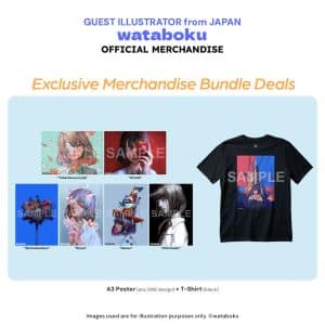 wataboku - BLACK T-SHIRT + A3 POSTER BUNDLE PACKAGE