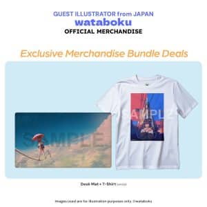 wataboku - WHITE T-SHIRT + DESKMAT BUNDLE PACKAGE