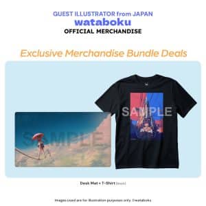 wataboku - BLACK T-SHIRT + DESKMAT BUNDLE PACKAGE